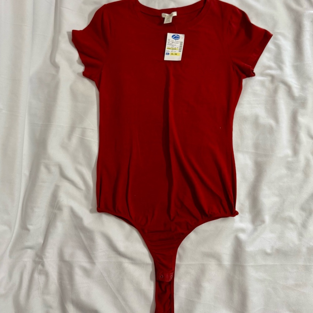 Bozzolo Red Bodysuit One Piece with Short Sleeves